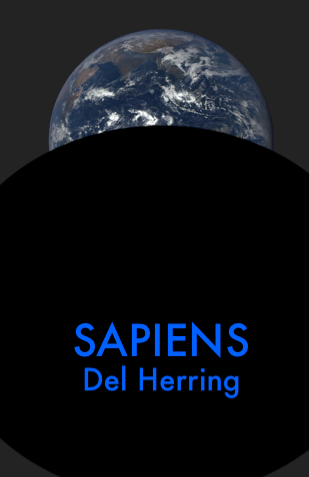 Title Page for Sapiens. A black sphere covers part of Earth.